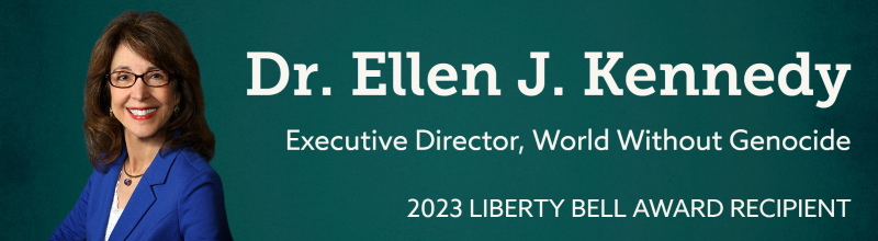 Dr. Ellen J. Kennedy, Executive Director, World Without Genocide. 2023 Liberty Bell Award Recipient